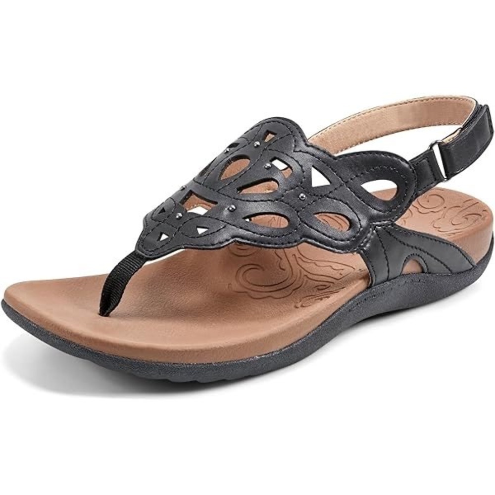 Rockport Cobb Hill Briar Pewter Metallic Leather Thong‎ Sandals Womens 9 CH2086